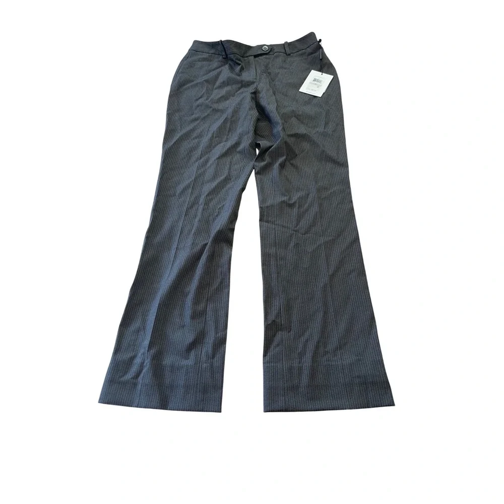 Calvin Klein Womens Pinstripe Modern Fit Wide Leg Dress Pants Grey Size 0 NWT